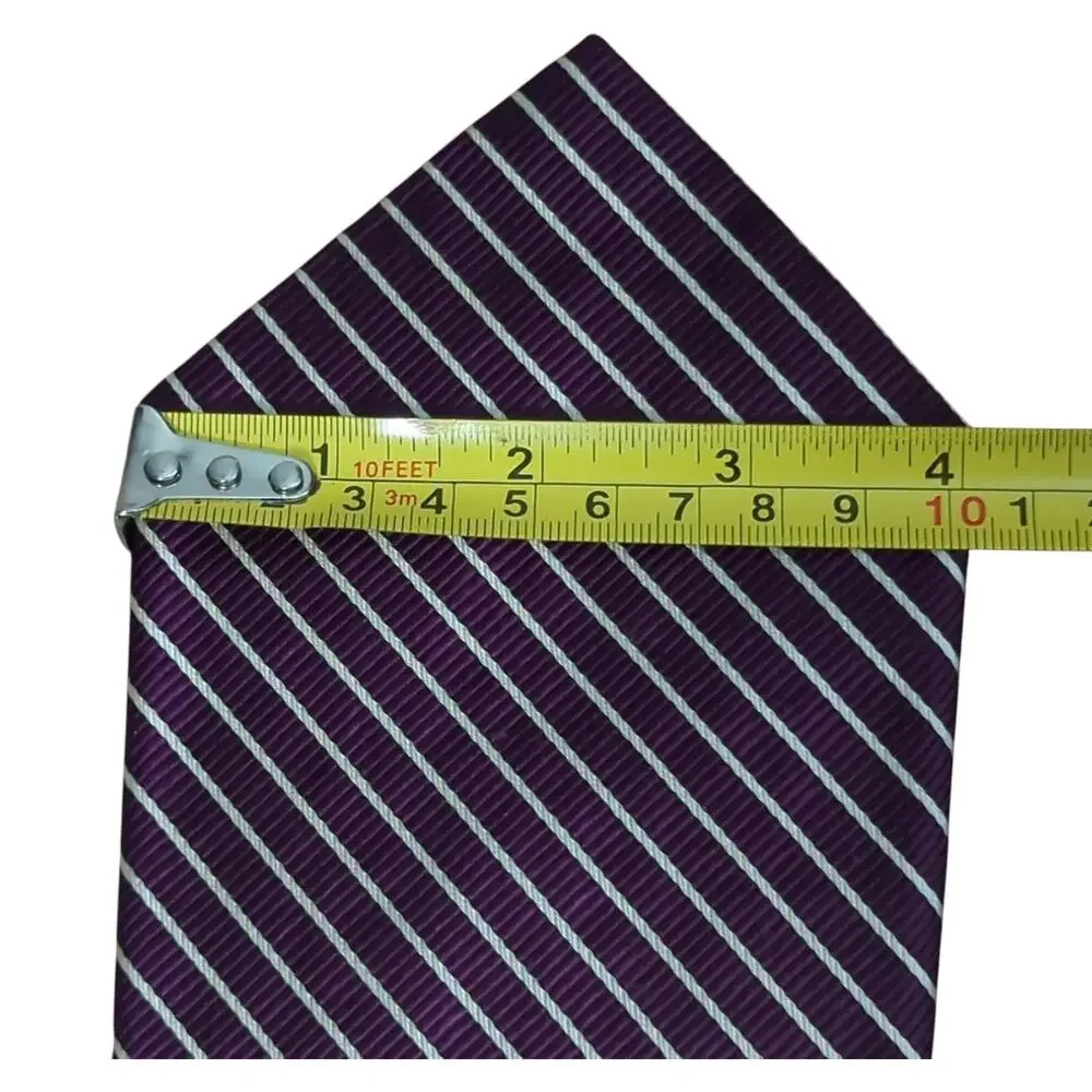 Polo Ralph Lauren Silk Tie Repp Striped Necktie Purple White Vintage 55
